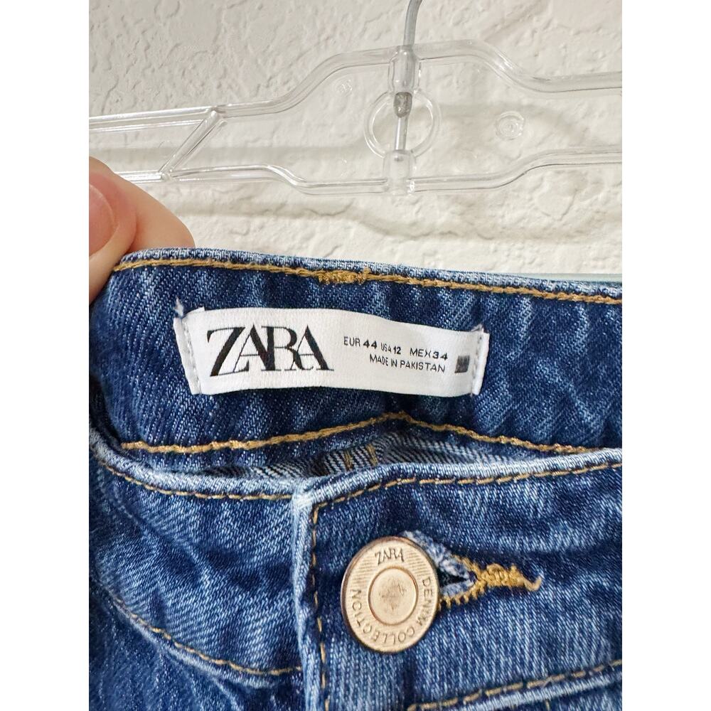 Zara High Rise Straight Jeans Dark Wash Size 12 - Picture 4 of 4